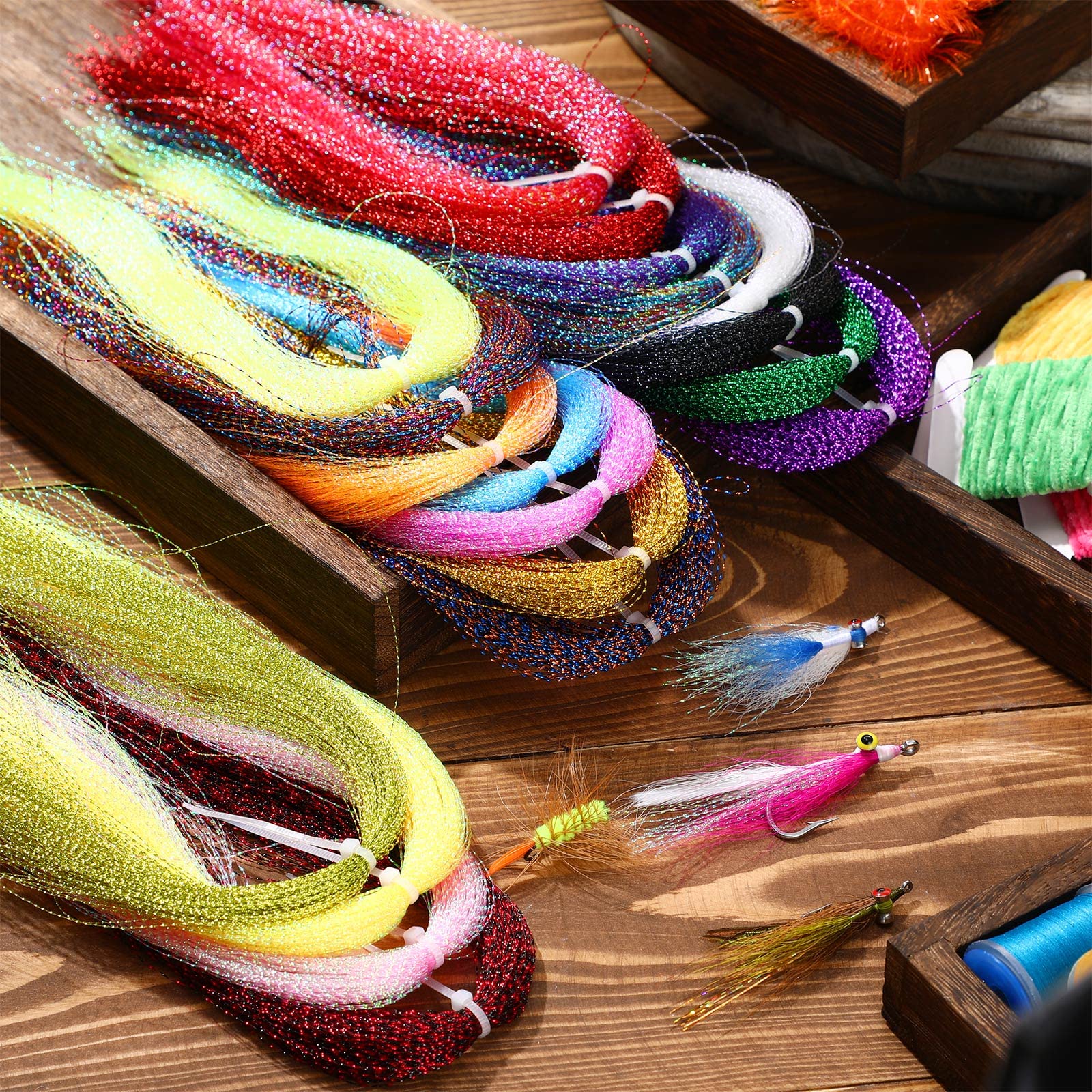 BBTO 30 Set Fly Tying Kit, Fly Tying Materials 30 Colors Crystal